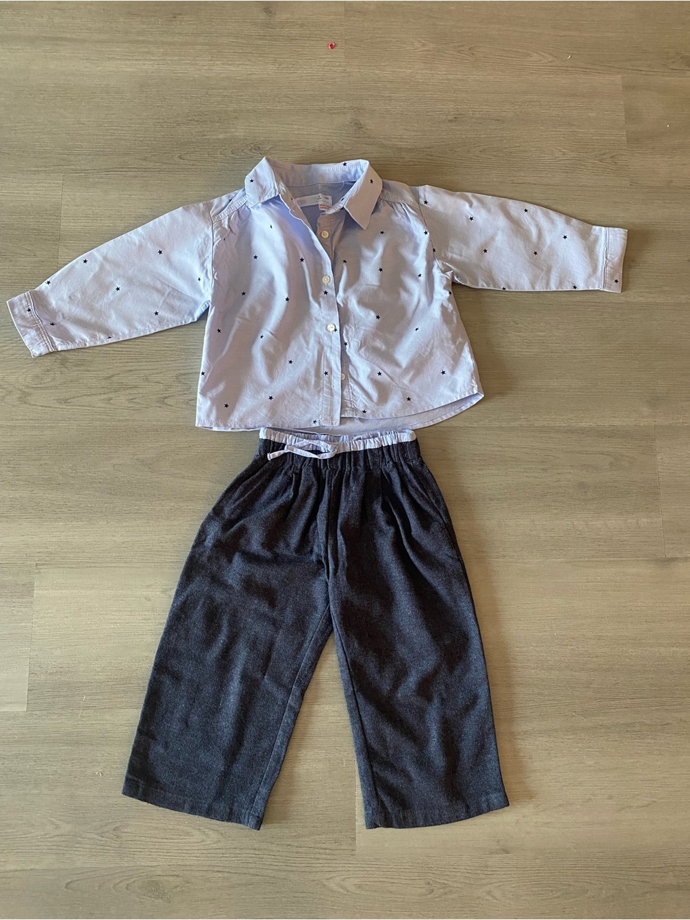 Zara Light Blue Button-Up Shirt with Pants